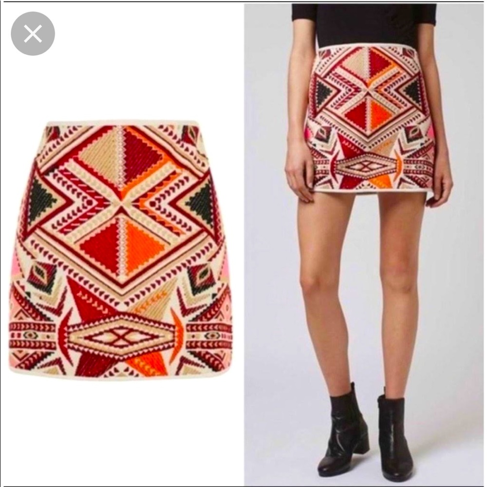 Topshop tribal jacquard skirt